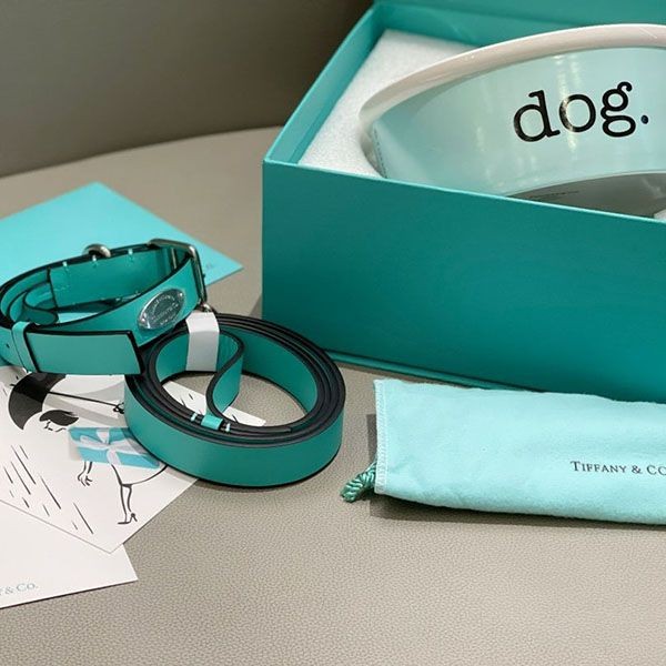 ティファニー 犬や猫 首輪 偽物 ペット カラー&リーシュ &ボウルセット 3個セット w24042901