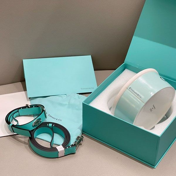 ティファニー 犬や猫 首輪 偽物 ペット カラー&リーシュ &ボウルセット 3個セット w24042901