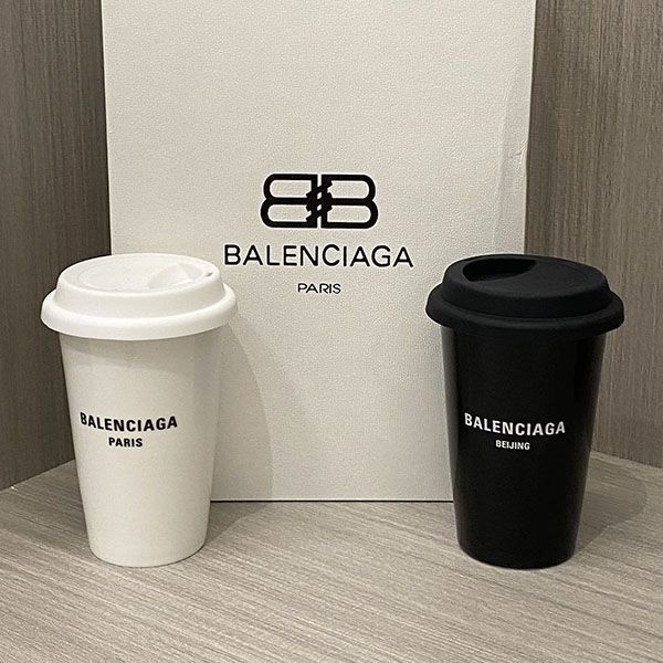 バレンシアガ ロンドン ロゴ タンブラー 白/黒 w24043014