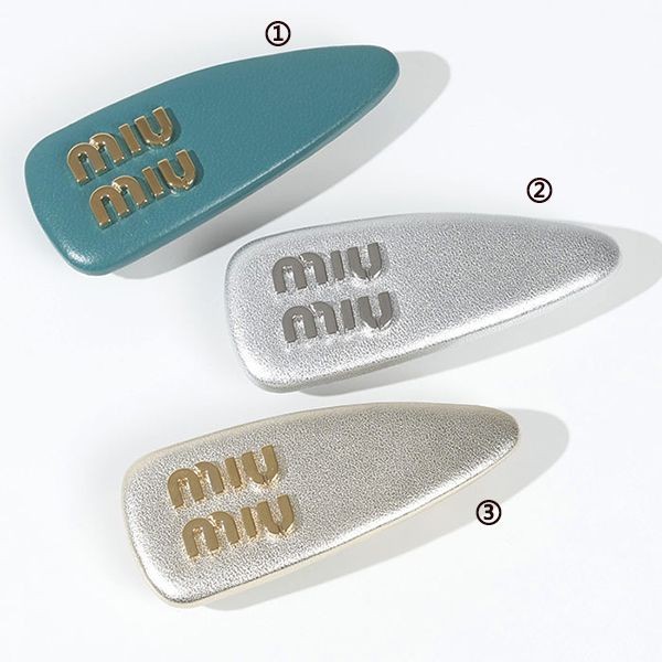 【送料関税込】ミュウミュウ ナッパレザー ヘアクリップ パチモン 5IF092 038