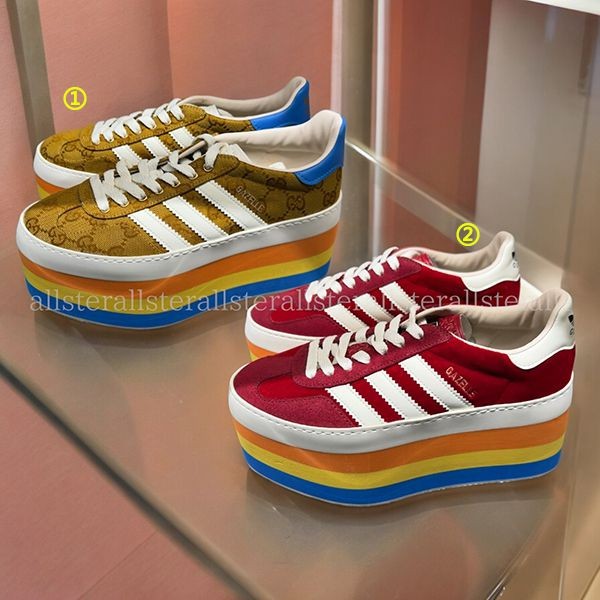 【訳あり特価】グッチ アディダス コラボ ガゼル スニーカー コピー7078719STU06360