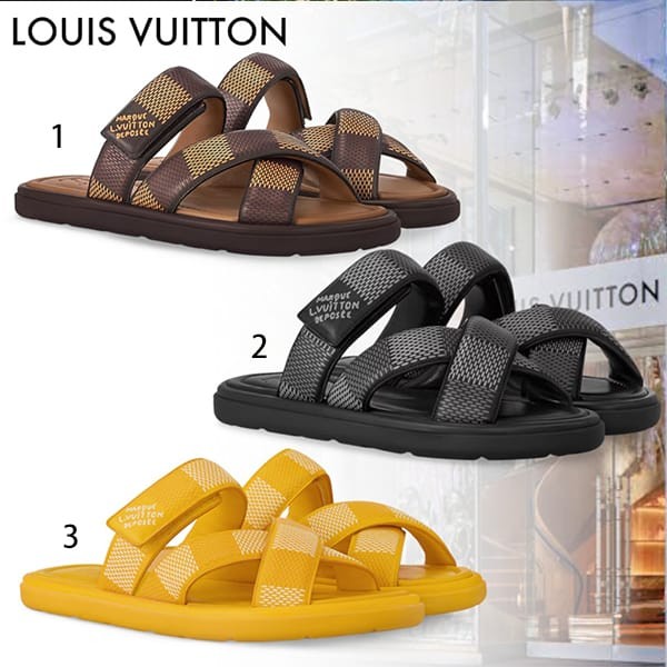 大人気定番ルイヴィトン LV ヴェニス ライン ミュール サンダル パロディ 3色 1ACRIL