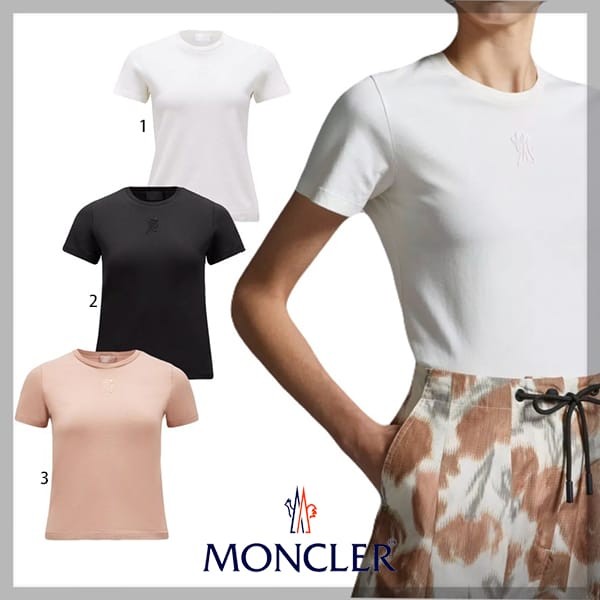 選べるお色モンクレール コットンジャージ製ロゴ刺繍 Tシャツ 半袖 コピー 3色 J10938C00019M392603D