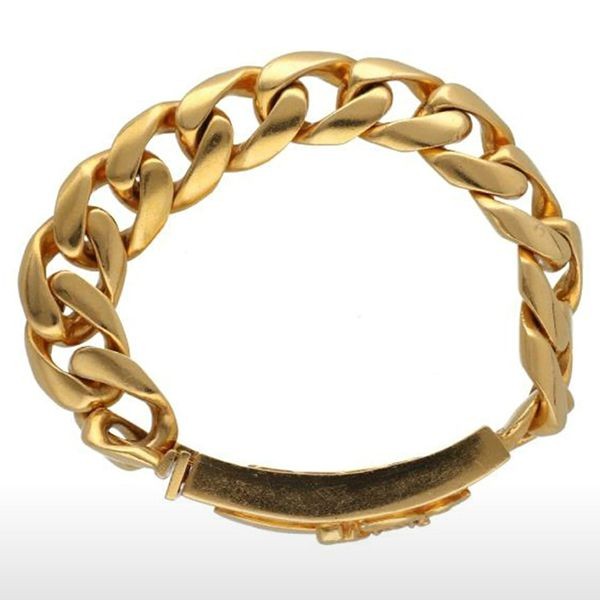 クロムハーツ ダガーIDブレスレット 偽物 22K イエローゴールド バングル 12リンク