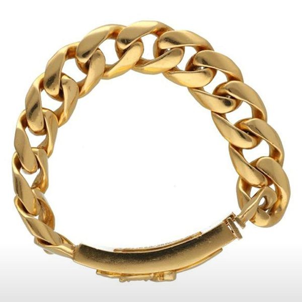 クロムハーツ ダガーIDブレスレット 偽物 22K イエローゴールド バングル 12リンク