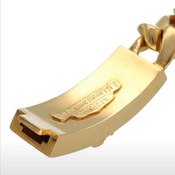 クロムハーツ ダガーIDブレスレット 偽物 22K イエローゴールド バングル 12リンク