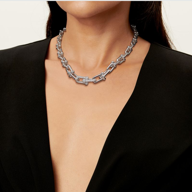 山田涼介 ティファニー ハードウェア グラジュエイテッド リンク ネックレス ホワイトゴールド 72616065