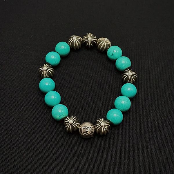 クロムハーツ BEAD ブレスレット 激安 925 28.5g ターコイズ w24072701