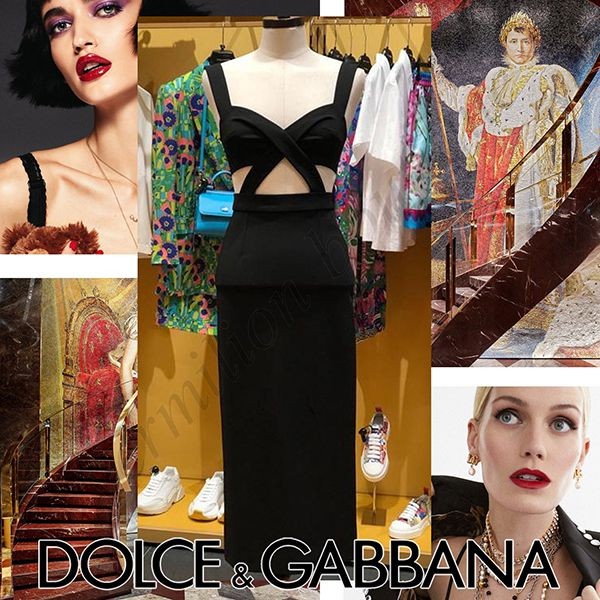 ドルチェ ガッバーナ N級品 ミディ ドレス ノースリーブ ブラックdg07136