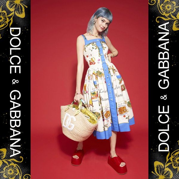 人気No1【D＆G】ドルガバ レディース ワンピース 偽物 食べ物柄 パスタdg07131