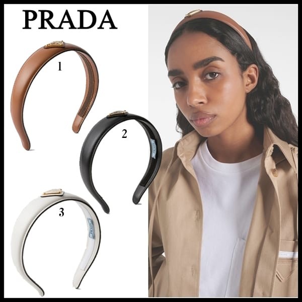 トレンドの最前線☆プラダ コピー ロゴ レザー ヘッドバンド 3色 1IH065_8NQ_F0ORP