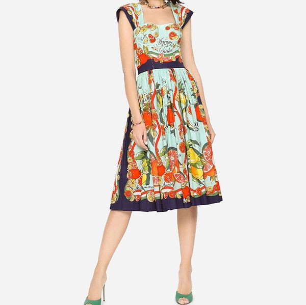 可愛いドルガバ ワンピース 偽物 シトラスプリント ポプリン ワンピースF6AEDTH