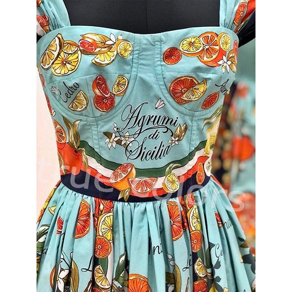 可愛いドルガバ ワンピース 偽物 シトラスプリント ポプリン ワンピースF6AEDTH