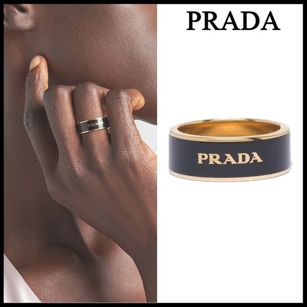 プラダ ロゴ エナメルメタル リング 偽物 1IA016_2BA6_F0J05