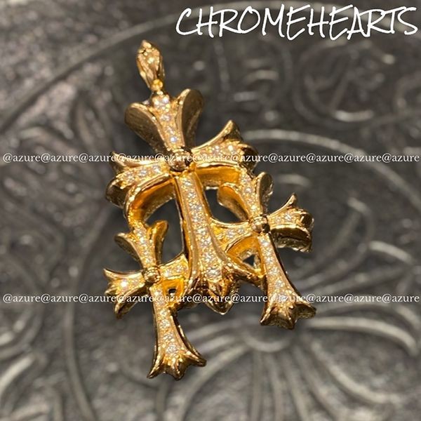 クロムハーツ トリプルクロス コピー♪gold diamond チャーム