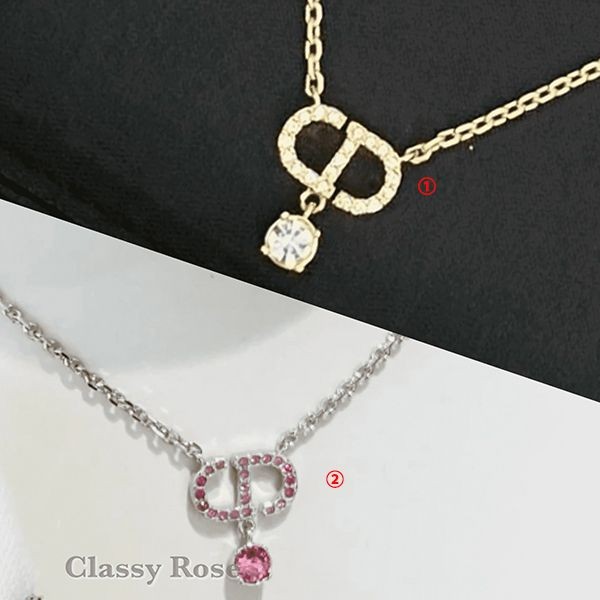 【ブティック】【ディオール】Petit CD ネックレス コピー2色 ゴールド/ ピンククリスタル N2890WOMCY_D83P