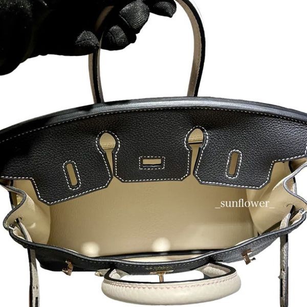 エルメス バーキン25cm コピー po シロ×クロ/g金具 ピンクステッチ h072301