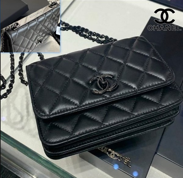 人気急上昇★レアカラー★【シャネル 偽物】ALLBLACKコンパクトチェーンウォレット AP1762 B08960 94305