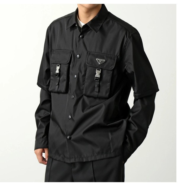 2024 プラダ ロゴ入りブラックRe-Nylonシャツ SC548 1WQ8