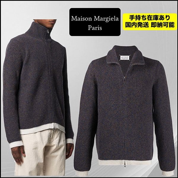 マルジェラ  ドライバーズニット 偽物 ウール コットン 切替 s50gp0239
