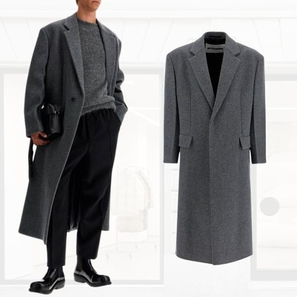 目玉商品！ジルサンダー コピー メンズアウターロゴロングコートグレー j22aa0160j40004034