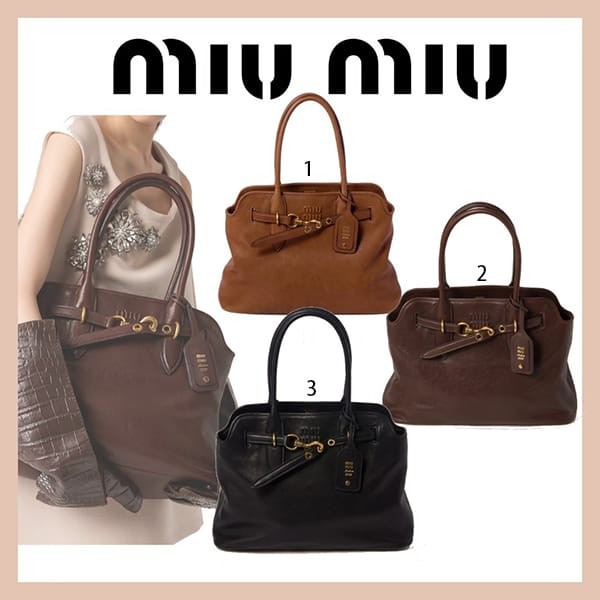 ミュウミュウ コピー ロゴ入りアバンチュール ナッパレザー バッグ 3色 5bg2912bbl