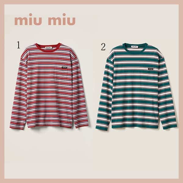 ミュウミュウ コットンジャージー 長袖tシャツ mjl014
