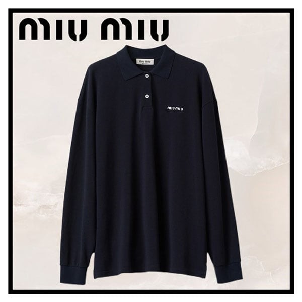 早い者勝ち♪ミュウミュウ コットンピケ ポロシャツ コピー ロゴ mjl019
