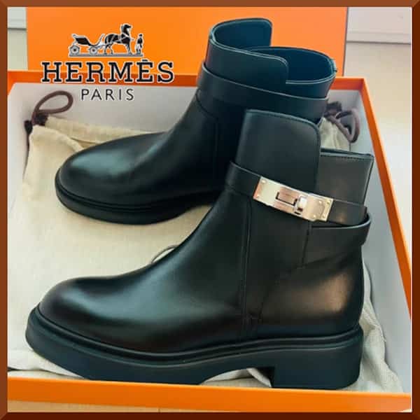 目を惹くカラーエルメス ケリー金具フラットアンクルブーツ 激安 h212111z