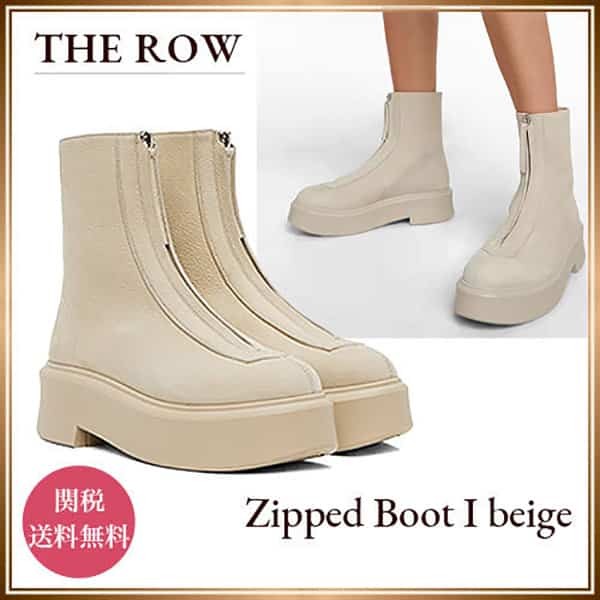 ザロウ zipped boot i レザー アンクルブーツ コピー beige f1144l131r