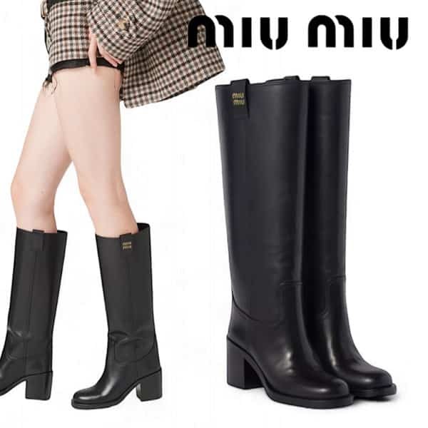 【手元に在庫有】ミュウミュウ レザーロングブーツ コピー 5w967d_070_f0002_f_075