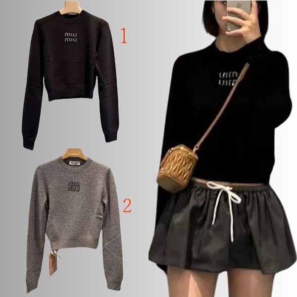 完売必至のカラーミュウミュウ カシミア クロップドセーター mml725-15no-f0002