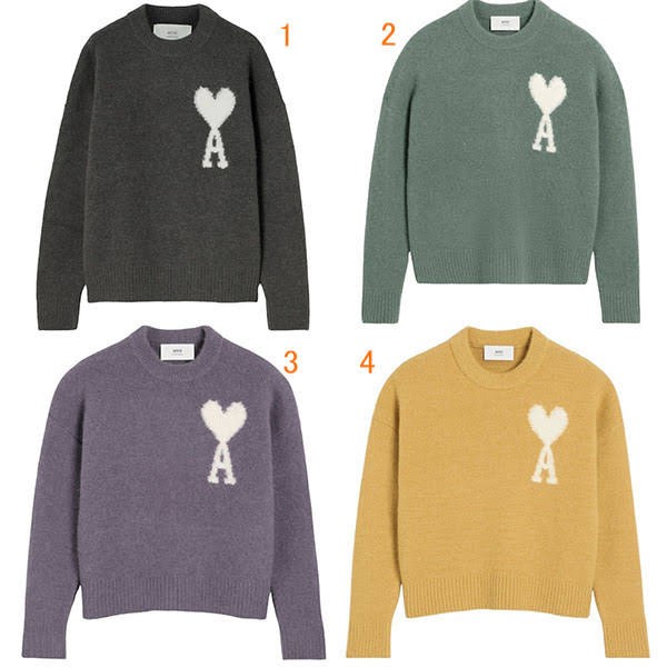 完売必至のカラーアミ パリス ホワイト ビッグハート コピー ロゴ ニット w24111201