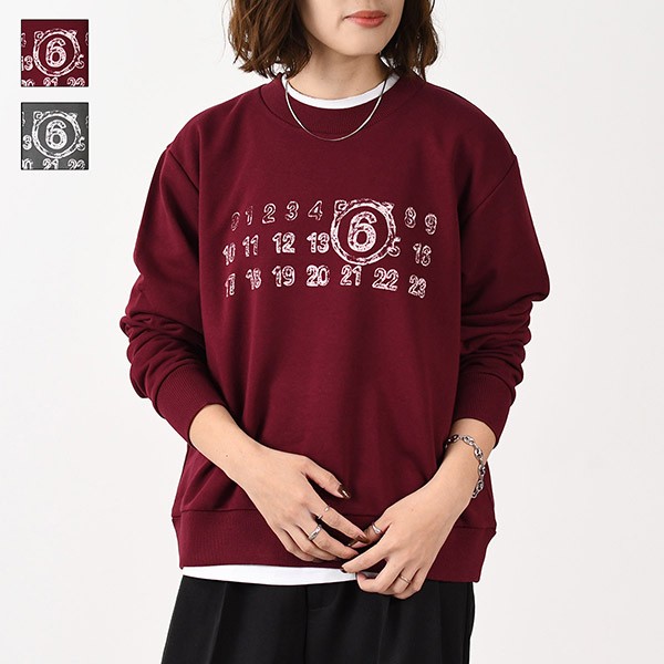 男女兼用【国内即発】エムエムシックス ナンバーロゴ スウェットシャツ 偽物 S52GU0227S25606