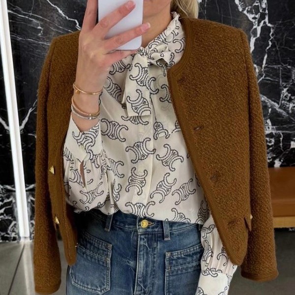 セリーヌ ツイード チェルシージャケット ウール 偽物 cl2001525