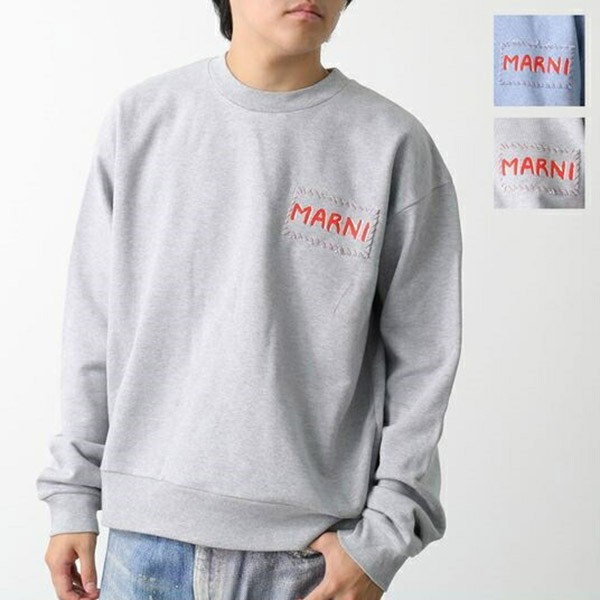 マルニ トレーナー 偽物 FUMU0074X1 UTC397 スウェットシャツ ロゴパッチ クルーネック