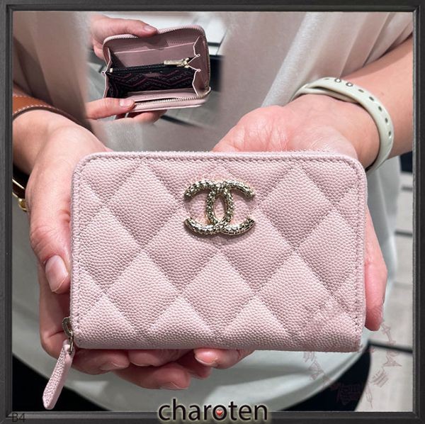 自然で可愛い☆裏地がスペシャル♥シャネル ジップコインケース パロディ AP4253