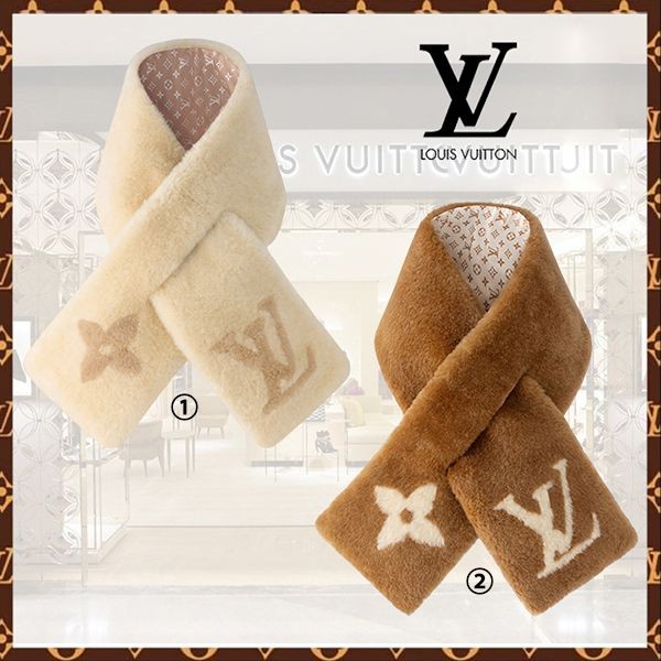 男女兼用襟元にピッタリと♪【ルイヴィトン】マフラー パロディ・モノグラム M92894 M92893