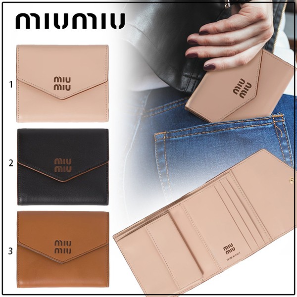 ミュウミュウ レザー スモール 三つ折り 財布 3色 miu221555