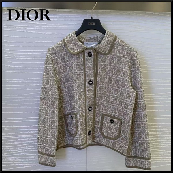 激安価格！ディオール 偽物 マクロカナージュ コットンブレンド ツイードニット ジャケット 524V53A7541_X1810