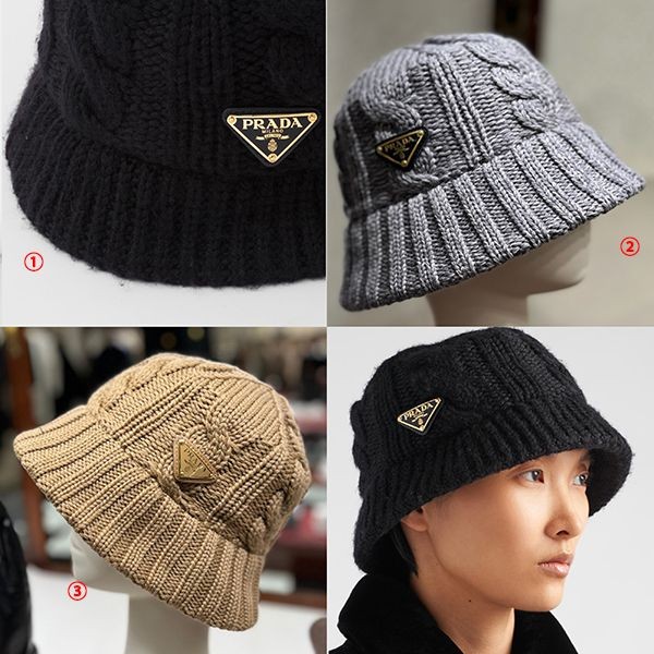 【ブティック】プラダ ウール バケットハット 偽物★ 全色 1HC338 2CNW