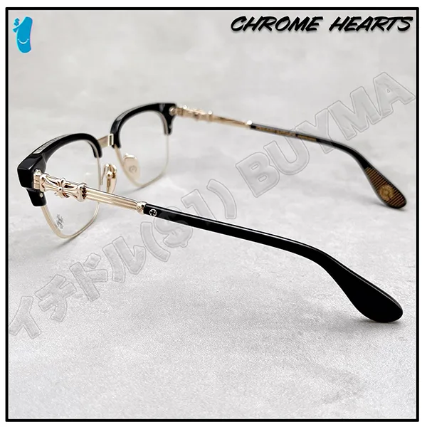 プレゼントに最適クロムハーツ プラス クロス スクエア メガネ コピー ブラック ゴールド 25022218