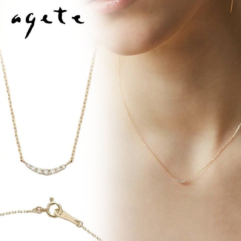 ギフトに【agete 偽物】K10ダイヤモンドネックレス 104093630