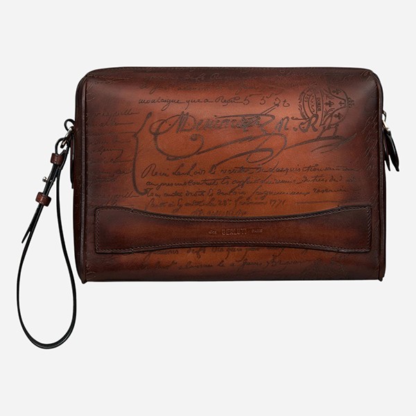 お洒落メンズ ベルルッティ 偽物 ローズウッドスクリットレザーポーチ 2色 25032811