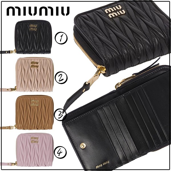 ミュウミュウ コピー マテラッセレザー 財布 ファスナー開閉 25030803