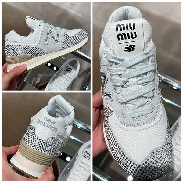 ミュウミュウ ニューバランス 574 偽物 クリスタル スニーカー mm25310