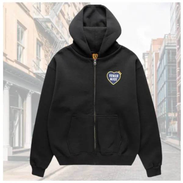 ヒューマンメイド 偽物 控え目 ロゴ クラシック ジップアップ フーディー md552155