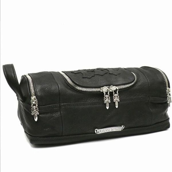 クロムハーツ オールレザー トイレトリー ダッフルバッグ セカンドバッグ 偽物 ダガー スクロール