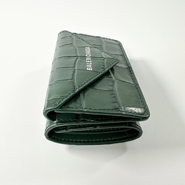 バレンシアガ クロコ 三つ折り ペーパー ミニ財布 偽物 3914461U6QN4617