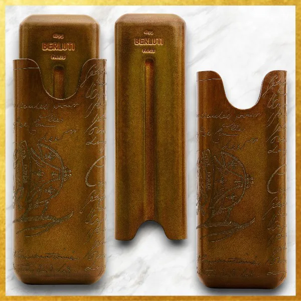 ベルルッティ スクリット レザー 2シガーケース パチモン 茶色 2NEOV2